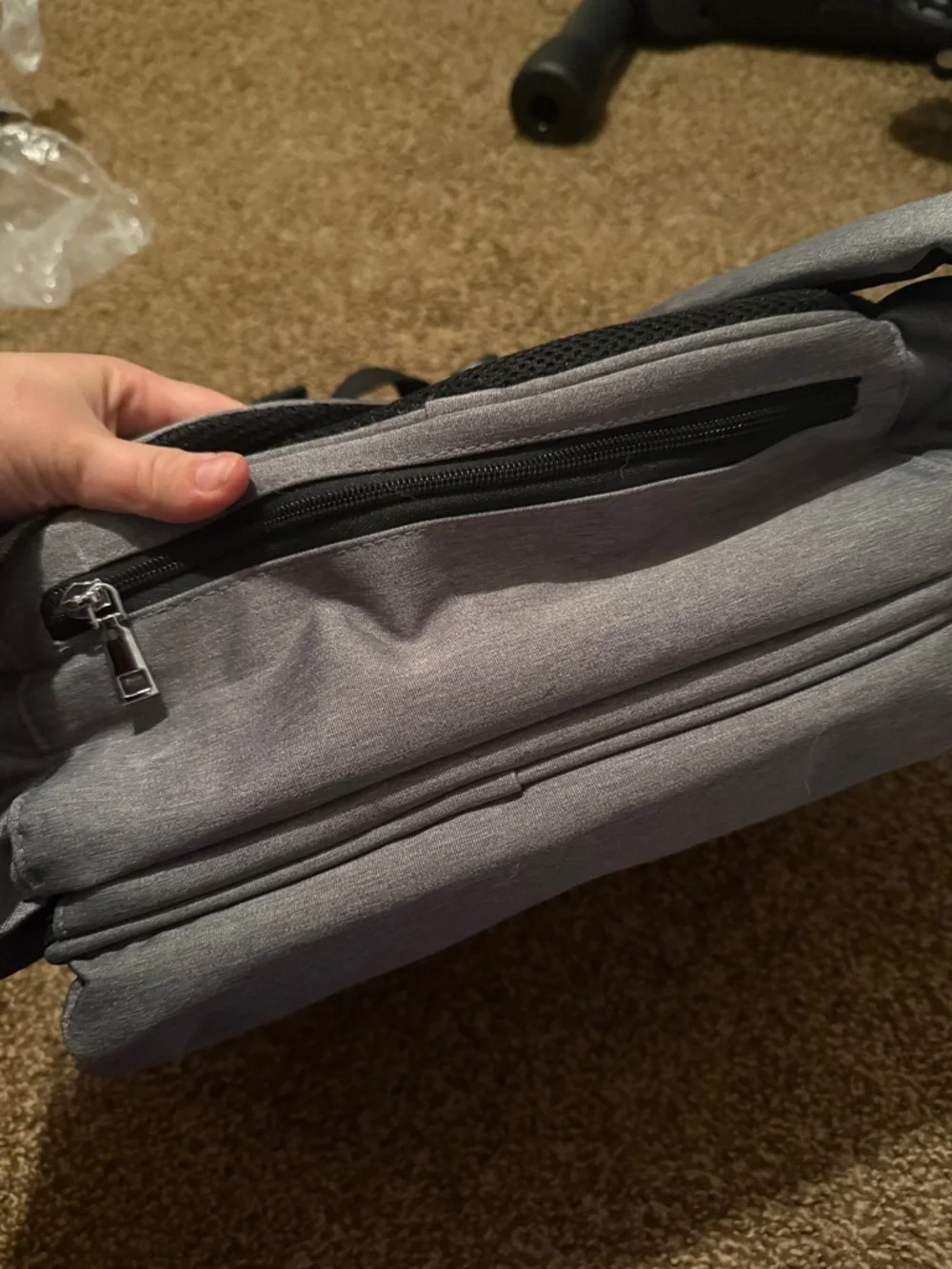 Gray Baby Bag Backpack with Orange Accent